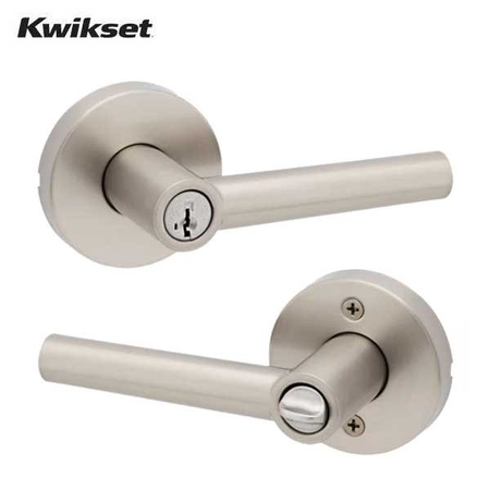 KWIKSET Milan entry Lever with Round Rose / Satin Nickel KWS-740MIL-SMT-RDT-15